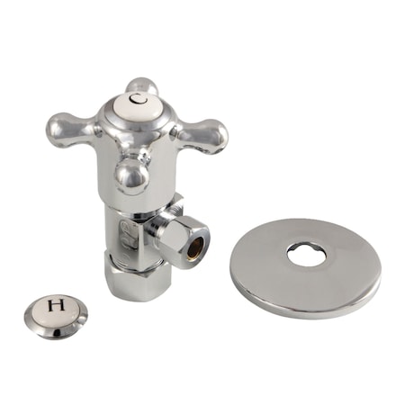 Kingston Brass 5/8"O.D x 3/8" O.D Anti-Seize Deluxe Quarter Turn Ceramic Hardisc Cartridge Angle Stop, Chrome CD53301BXK